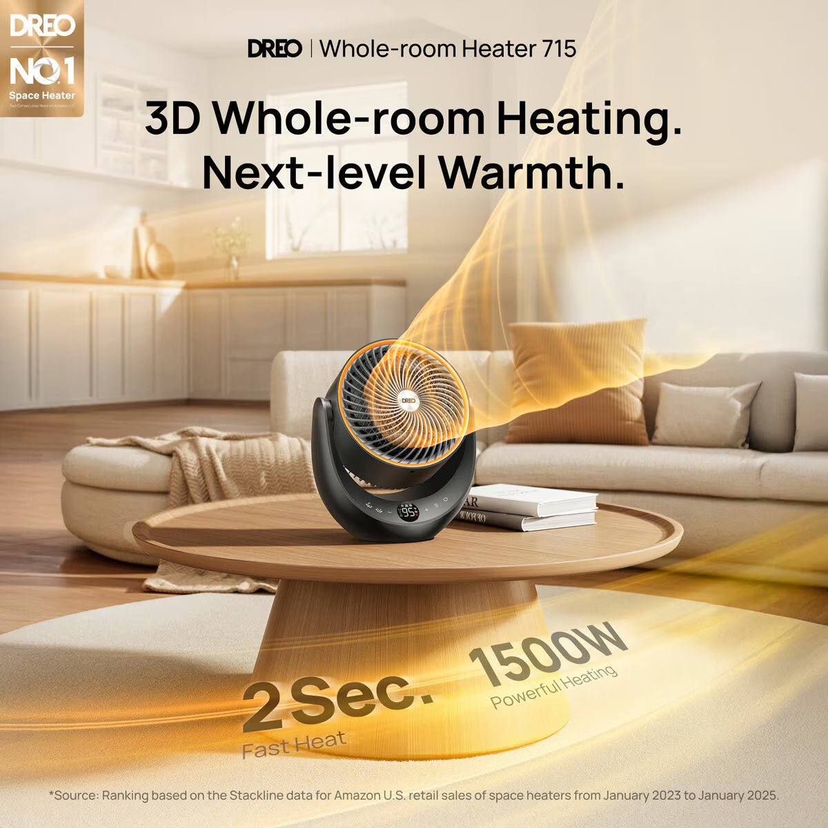DREO 2000W Ceramic Whole Room Heater & Circulator - Efficient Heating for Every Space