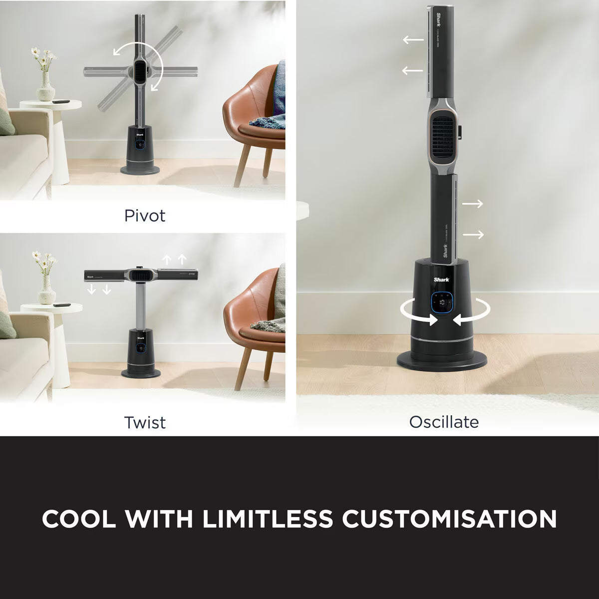 Shark TH200UK Turboblade Cool+Heat Fan in Stylish Charcoal