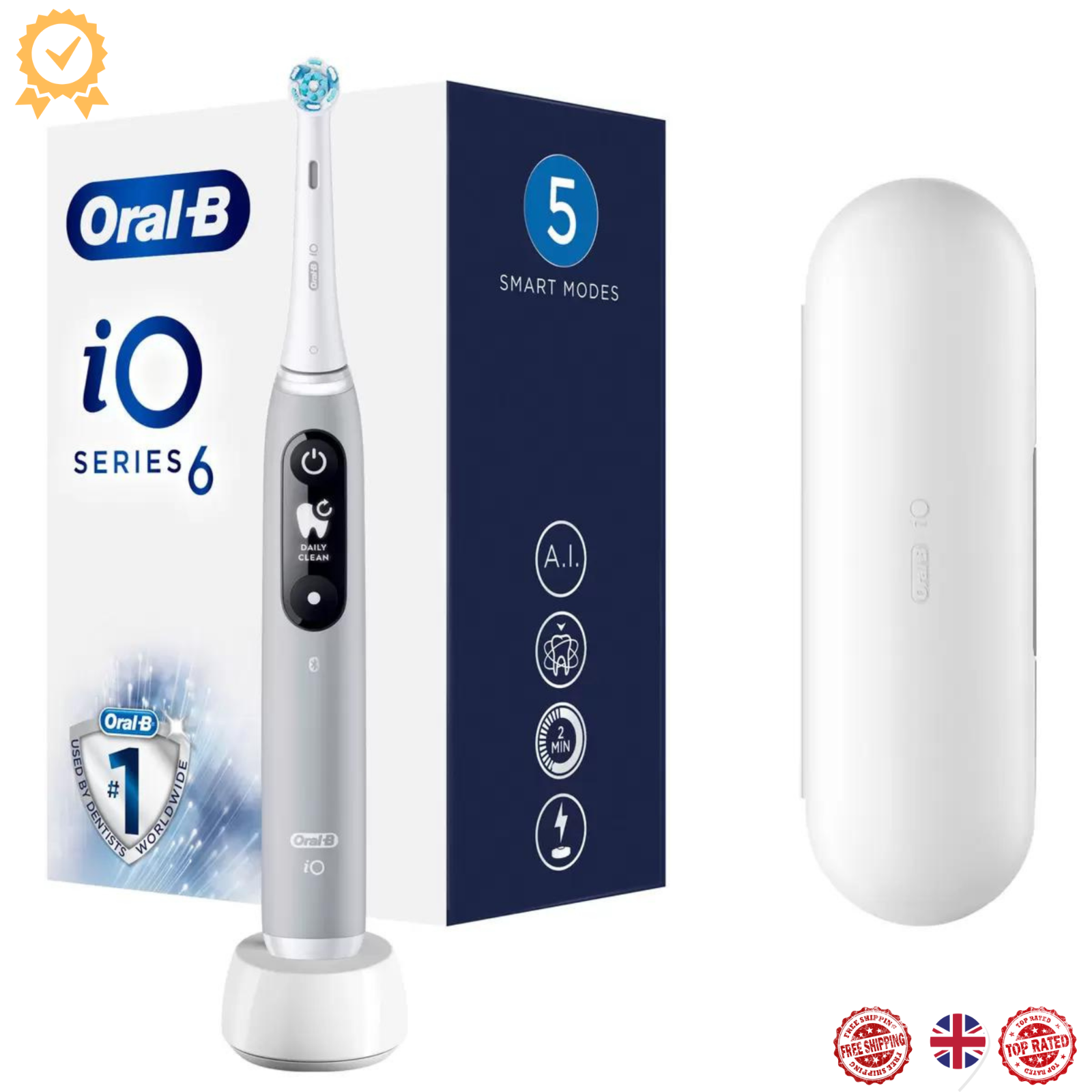 Oral-B iO6 Series Ultimate Clean Electric Toothbrush 5 Smart Modes Grey Colour2