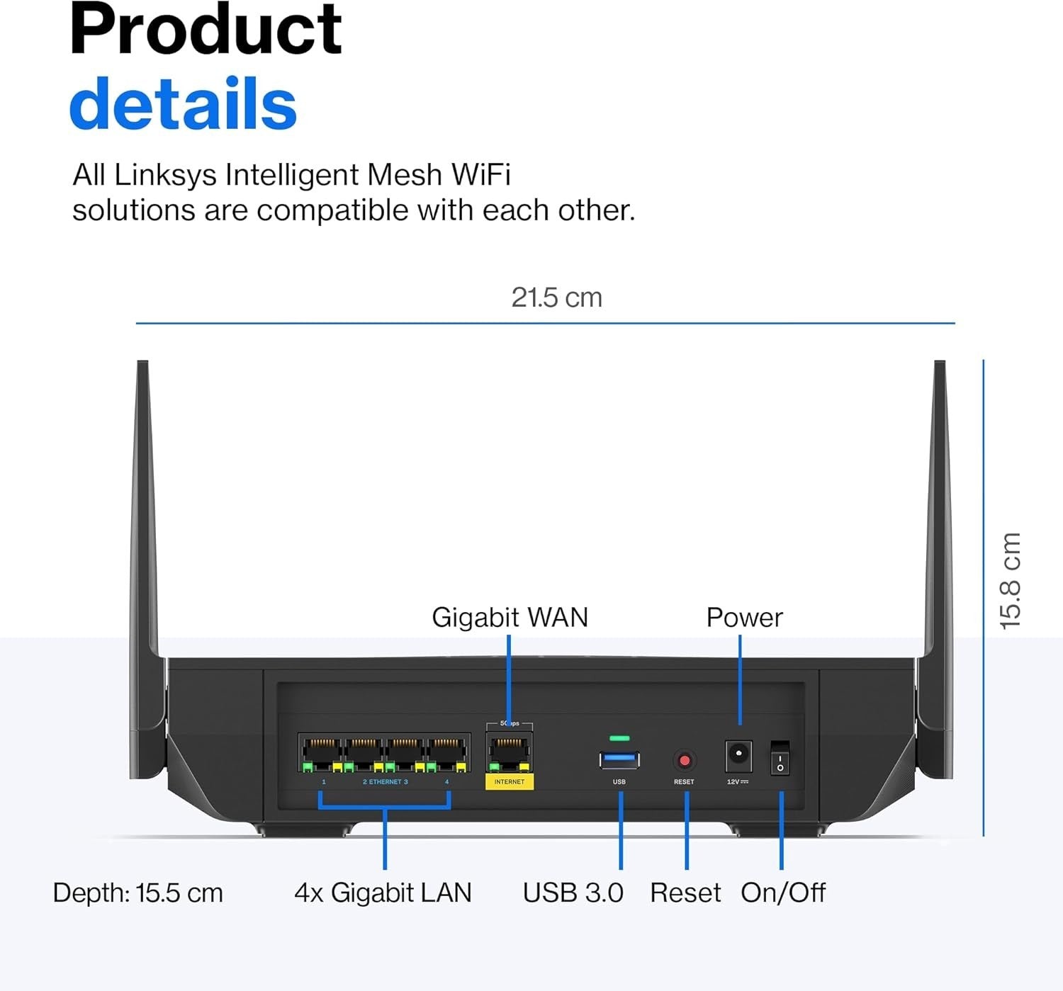 Linksys Hydra Pro 6E Tri‑Band WiFi 6E Mesh Router Wireless Gaming 8 Stream 6.6Gb8