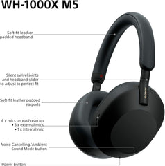 Sony WH-1000XM5 Premium Noise Cancelling Over Ear Headphones Hard Case Black1
