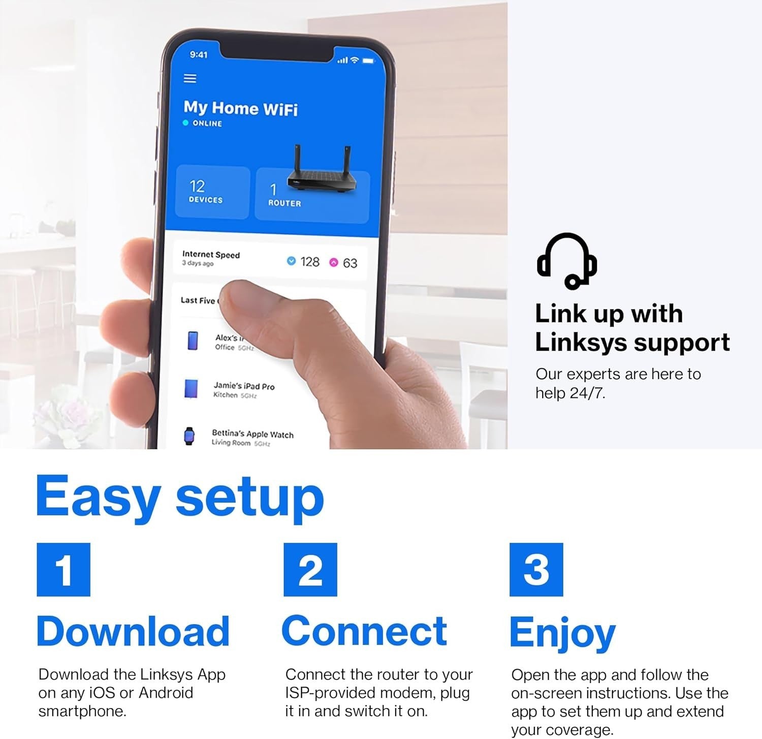 Linksys Hydra Pro 6E Tri‑Band WiFi 6E Mesh Router Wireless Gaming 8 Stream 6.6Gb11