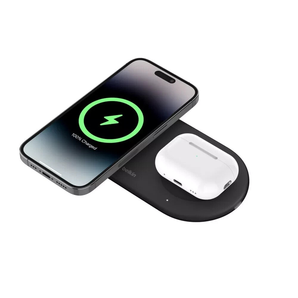 Belkin Fast Wireless Charger  15W 2 in 1 Boost Charge Pro with Magnetic Qi2 Pad2