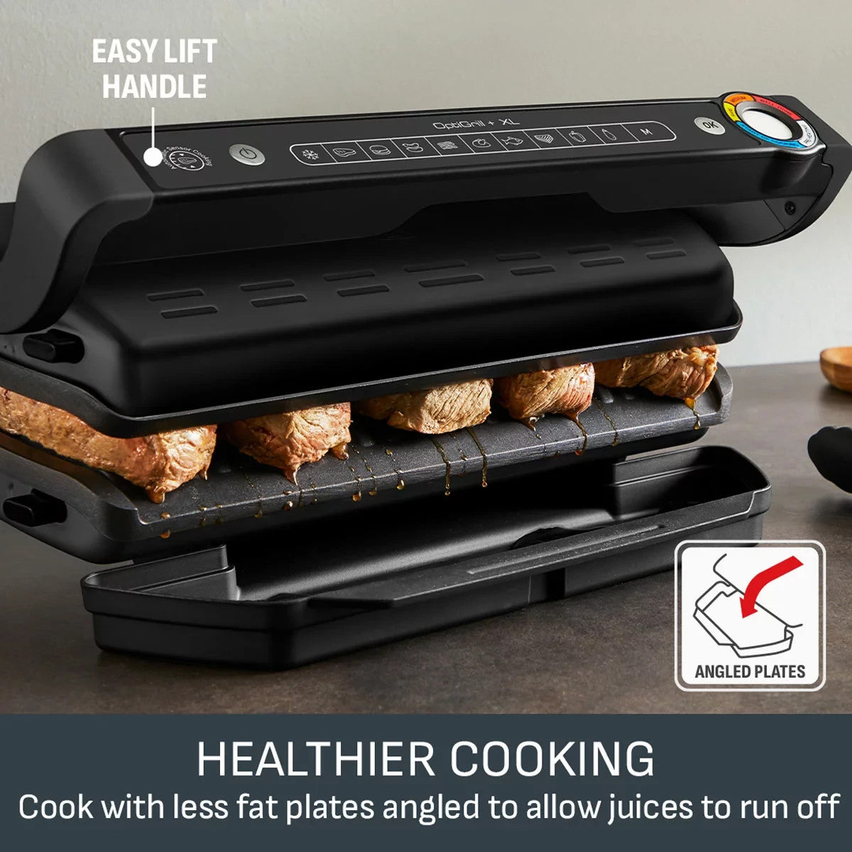 Tefal OptiGrill XL Matt Black GC7278G1 Smart Electric Health Grill Indoor BBQ6