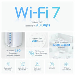 TP-Link Deco BE65 BE9300 Tri-Band Whole Home Mesh WiFi 7 System 3 Pack2