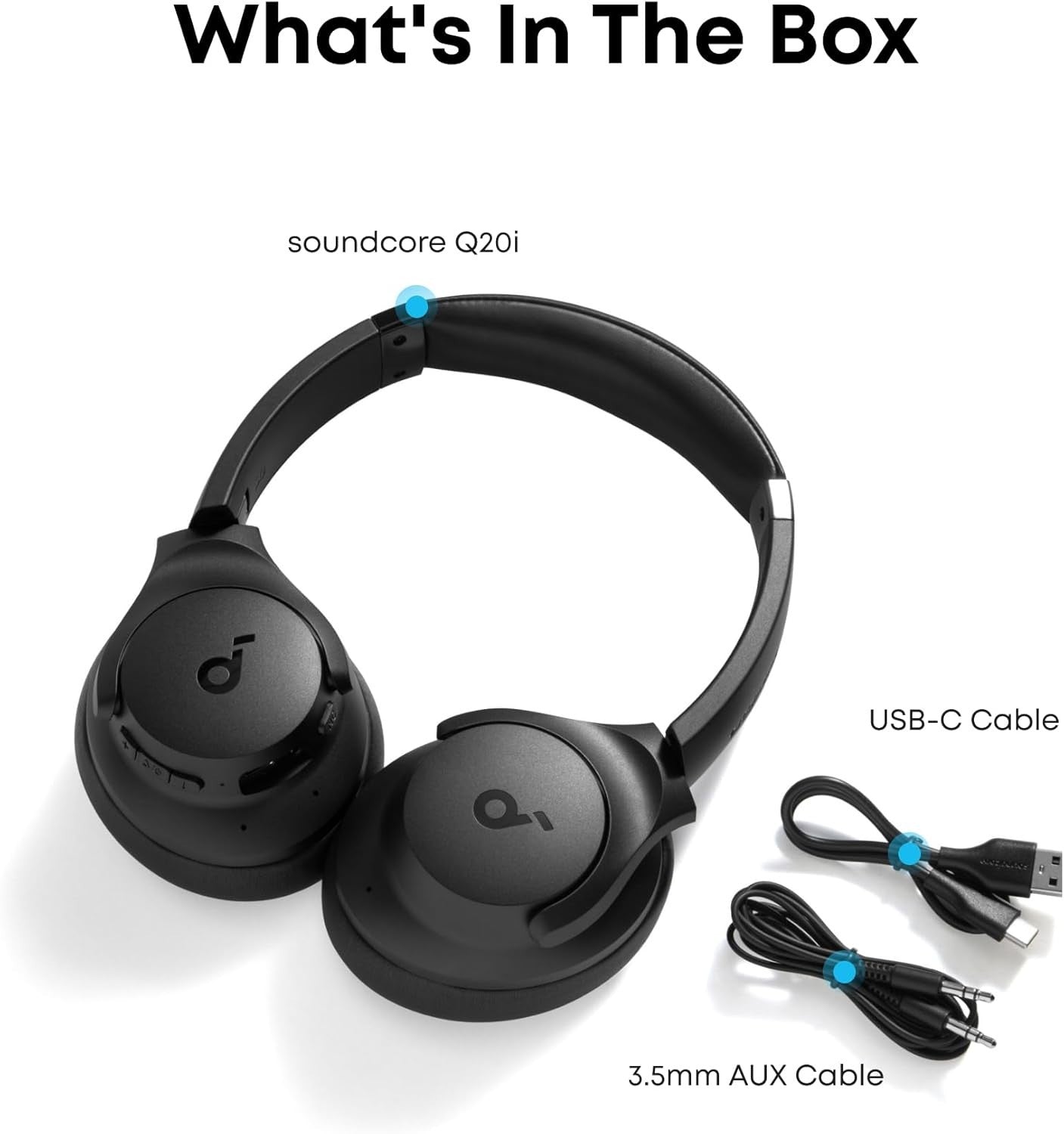 soundcore by Anker Q20i Hybrid Active Noise Cancelling Headphones Large Bass 40H9