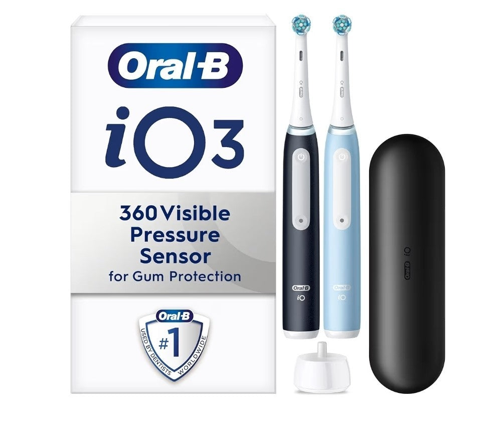 Oral-B iO3 Series Electric Toothbrush Smart Duo Pack Edition Ice Blue Matt Black0
