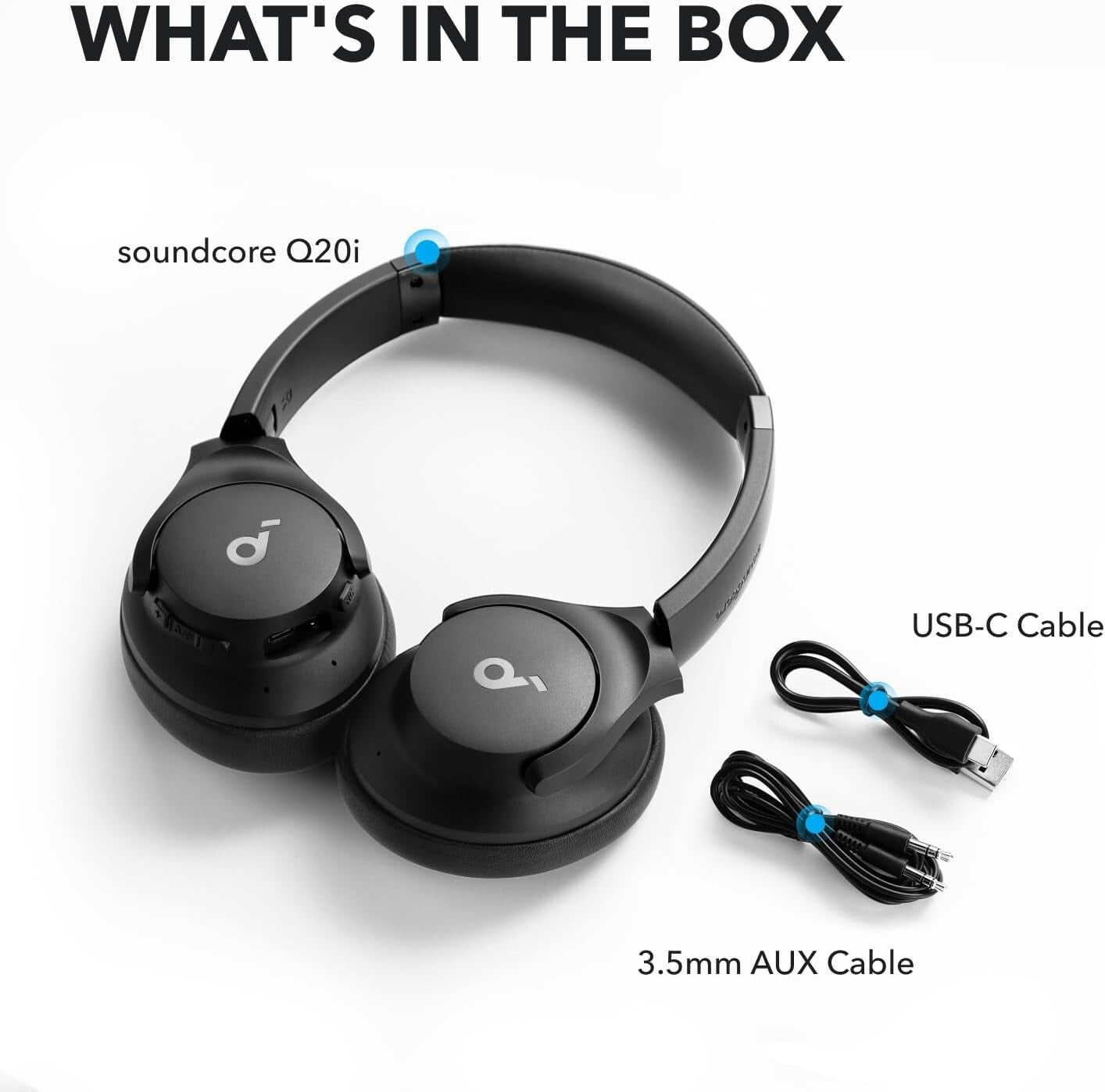 soundcore by Anker Q20i Hybrid Active Noise Cancelling Headphones Large Bass 40H1