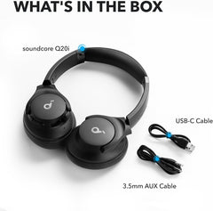 soundcore by Anker Q20i Hybrid Active Noise Cancelling Headphones Large Bass 40H1