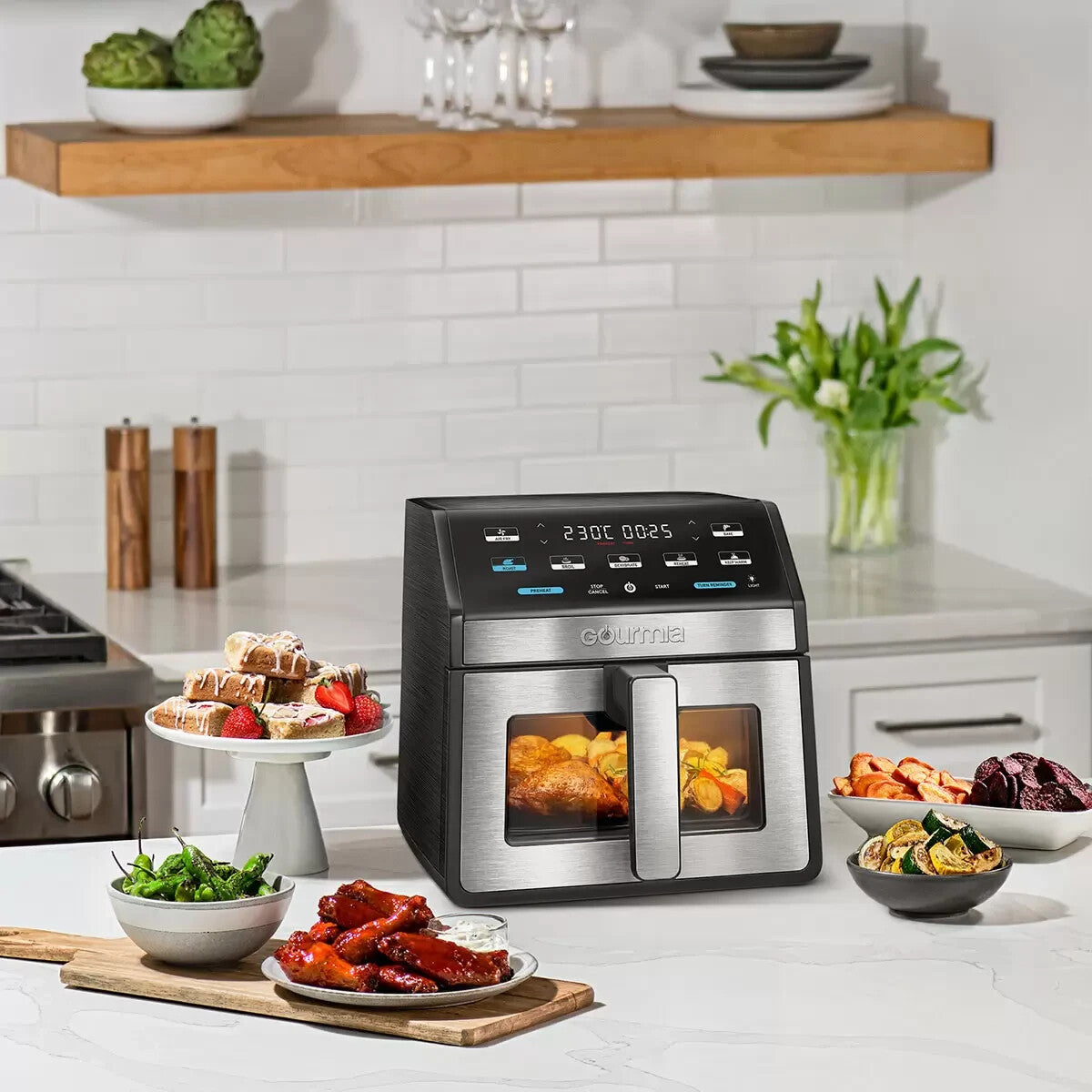 Gourmia Digital Air Fryer 7.6L Z Glass Windows Healthy Frying Cooker GAF8185