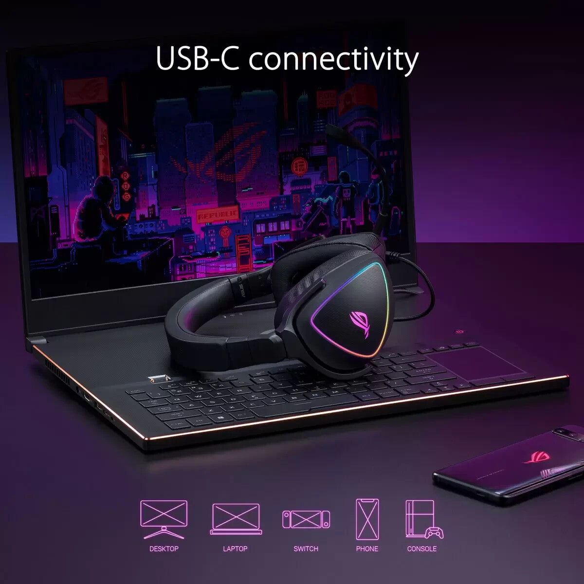 ASUS ROG Delta S Wired RGB Quad-Dac Gaming Headset PC Nintendo Switch PS53