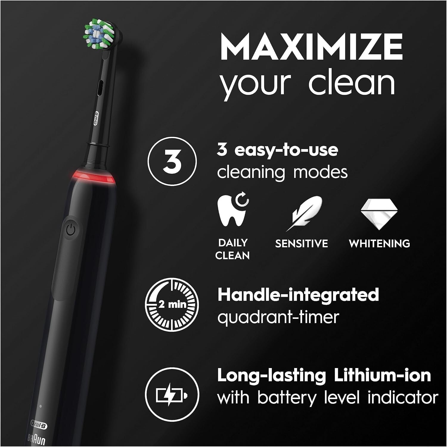 Oral-B Pro 3 3500 Electric Toothbrush Cross Action and Travel Case Black Edition2