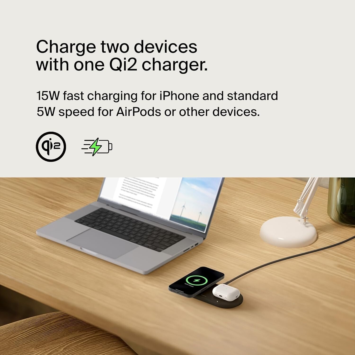 Belkin Fast Wireless Charger  15W 2 in 1 Boost Charge Pro with Magnetic Qi2 Pad6
