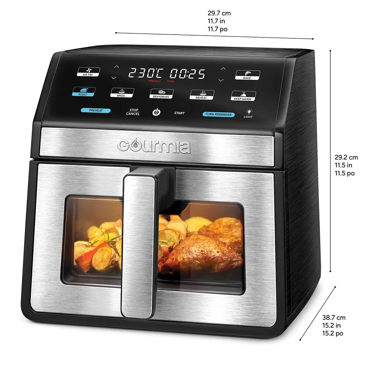 Gourmia Digital Air Fryer 7.6L Z Glass Windows Healthy Frying Cooker GAF8183
