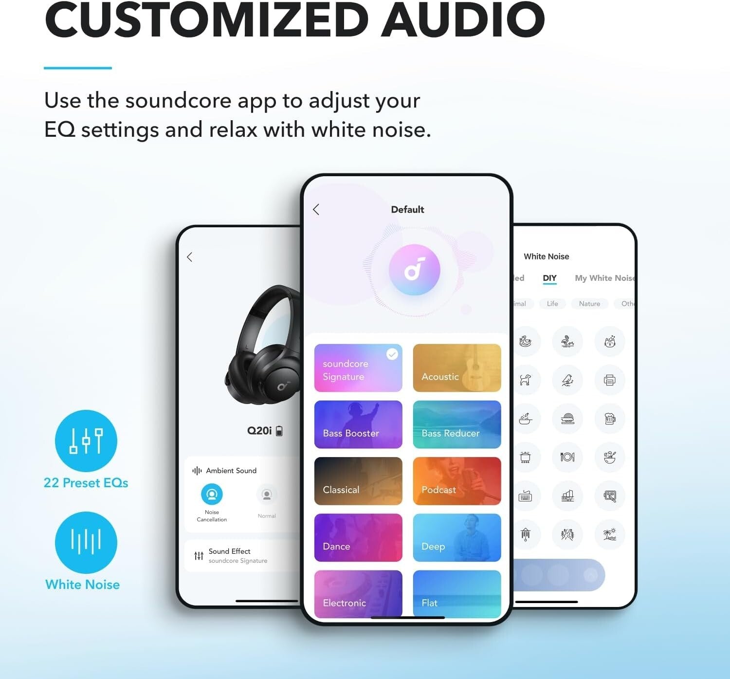soundcore by Anker Q20i Hybrid Active Noise Cancelling Headphones Large Bass 40H5