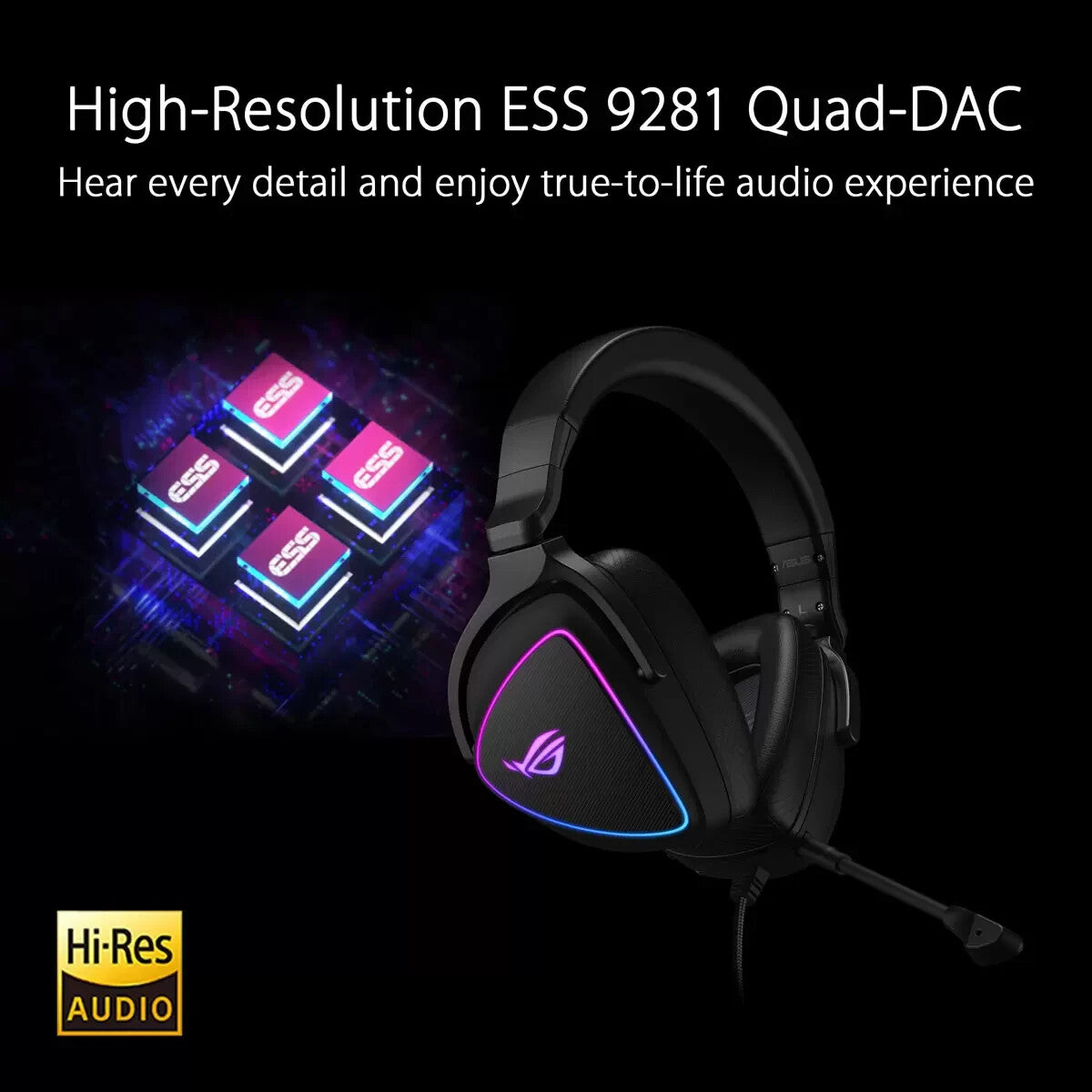ASUS ROG Delta S Wired RGB Quad-Dac Gaming Headset PC Nintendo Switch PS56