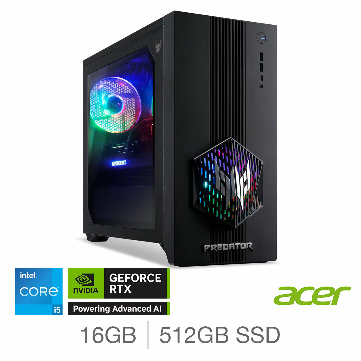 Acer Predator Orion 3000 Gaming Desktop PC - Intel Core i5, 16GB RAM, 512GB SSD, NVIDIA GeForce RTX 5060