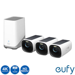 Eufycam S330 4K Solar Security Camera 3-Pack with Homebase 3 - Enjoy No Monthly Fees!